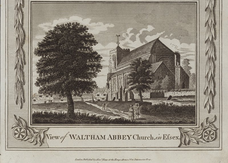 Kilátás a Waltham Abbey templomra alkotó: English School