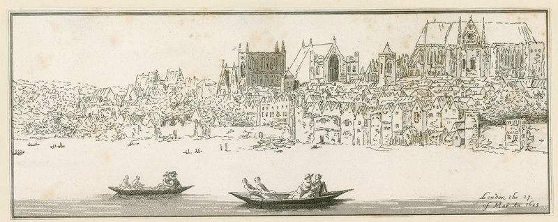 Kilátás a Westminster-palotára, Londonban, 1652. március 27-én alkotó: English School