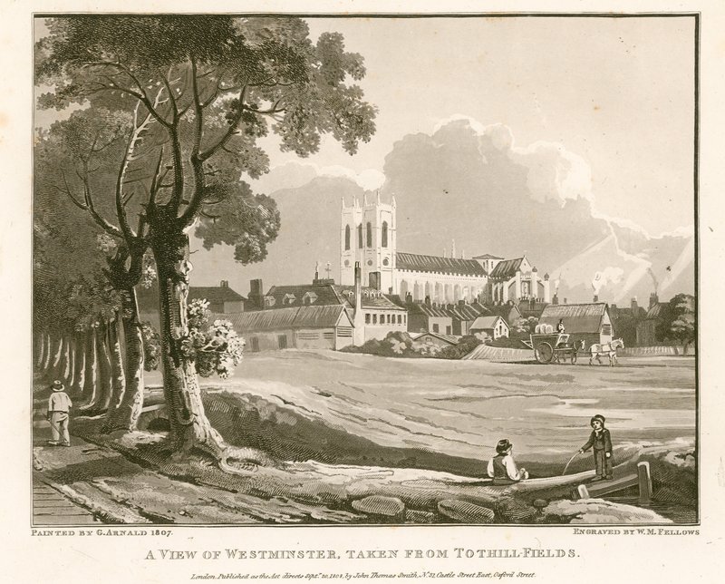 Westminster kilátása a Tothill Fieldsről alkotó: English School