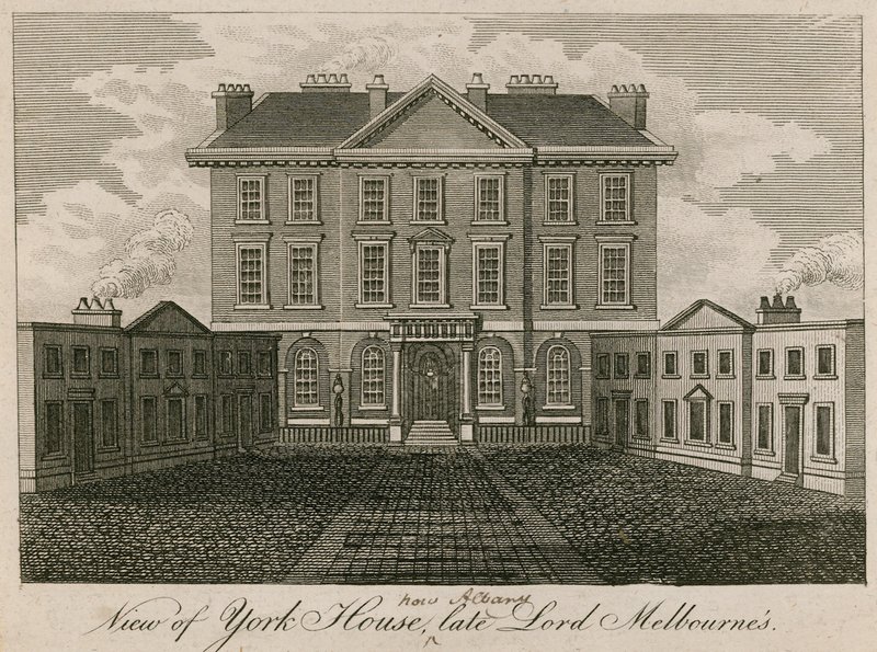 Kilátás a York-házra (később az Albanyra), a néhai Lord Melbourne házára alkotó: English School