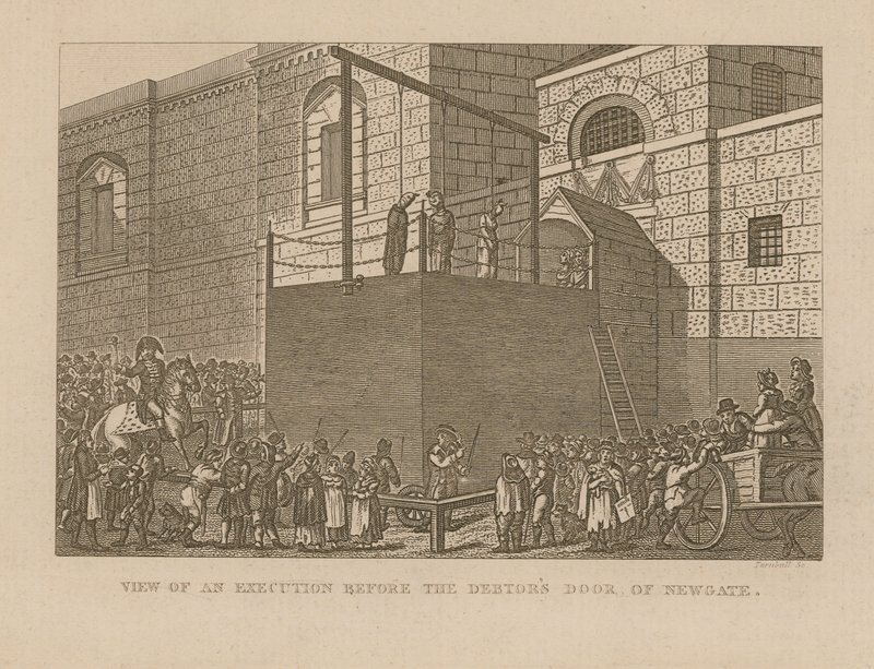 Kivégzés képe Newgate adósajtaja előtt alkotó: English School