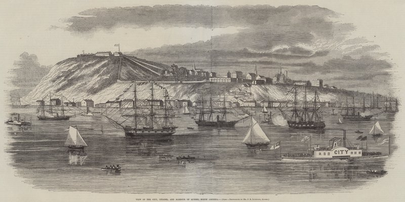 Quebec városának, citadellájának és kikötőjének látképe (Észak-Amerika) (metszet) alkotó: English School