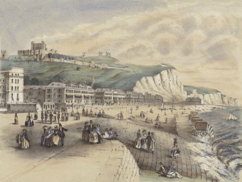 Kilátás a tengeri felvonulásra és a kastélyra, Dover alkotó: English School