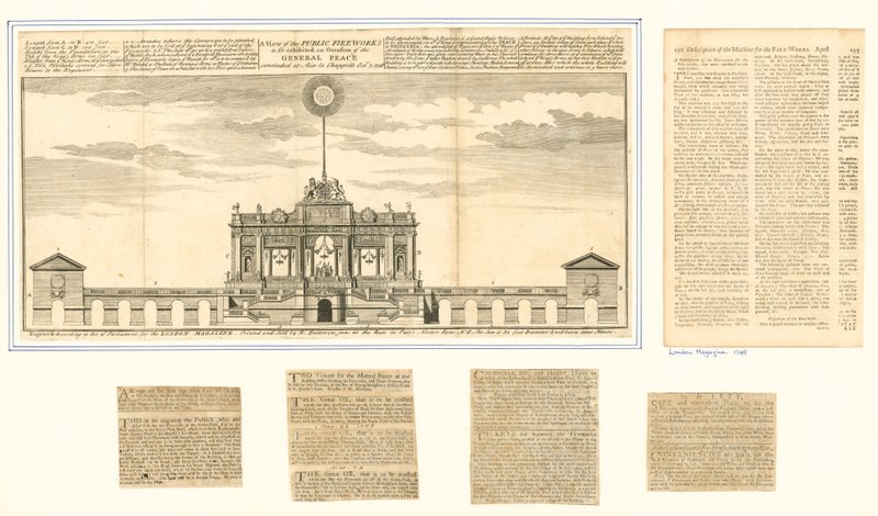 Kilátás az Aix La Chapelle békéjéért rendezett nyilvános tűzijátékra, 1749 alkotó: English School