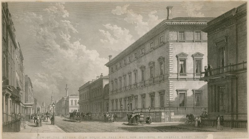 Charles Barry, építész kilátása a Pall Mallban található Reform Club House-ra, amely jelenleg épül alkotó: English School