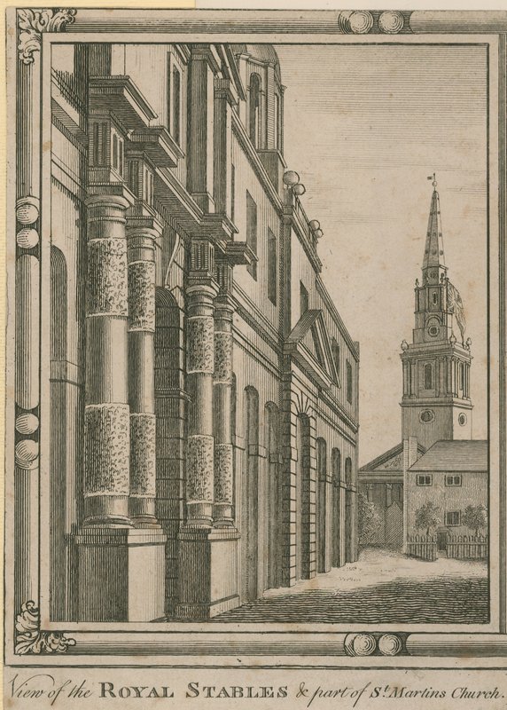 Kilátás a királyi istállóra alkotó: English School