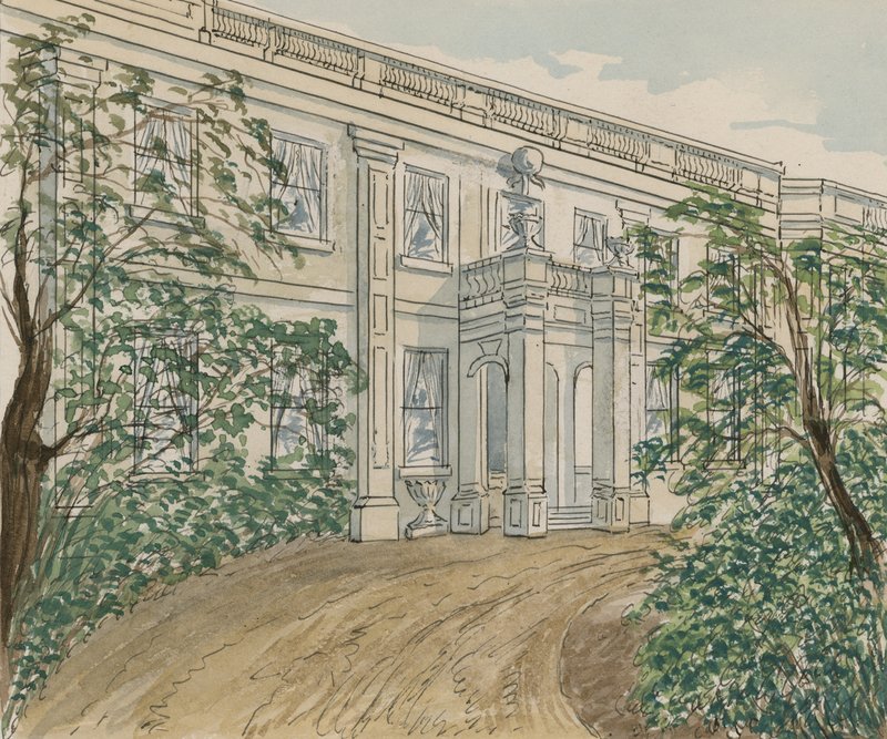 Kilátás a Kensingtoni Palace Green 2-es számú házra, amelyben Thackery meghalt (wc papíron) alkotó: English School