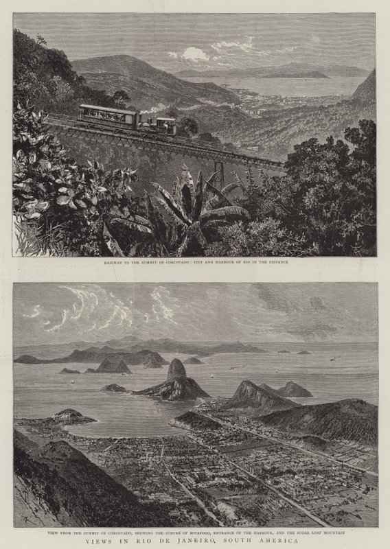 Kilátások Rio de Janeiróban, Dél-Amerikában (metszet) alkotó: English School