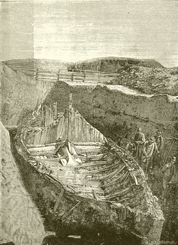 Vikingek csónakja, Sandefjord közelében, Norvégiában alkotó: English School