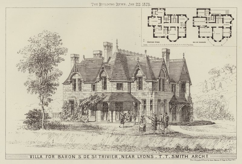 Villa Baron S de St Trivier számára, Lyons közelében (metszet) alkotó: English School