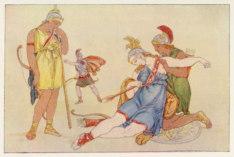 Vergilius Aeneis: Kamilla halála (színes litó) alkotó: English School