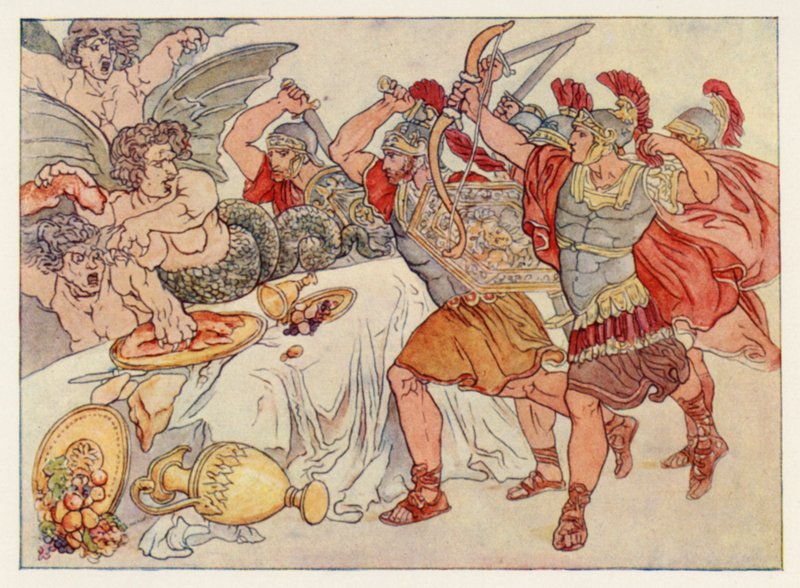 Vergilius Aeneis: A hárpiák (színes litó) alkotó: English School