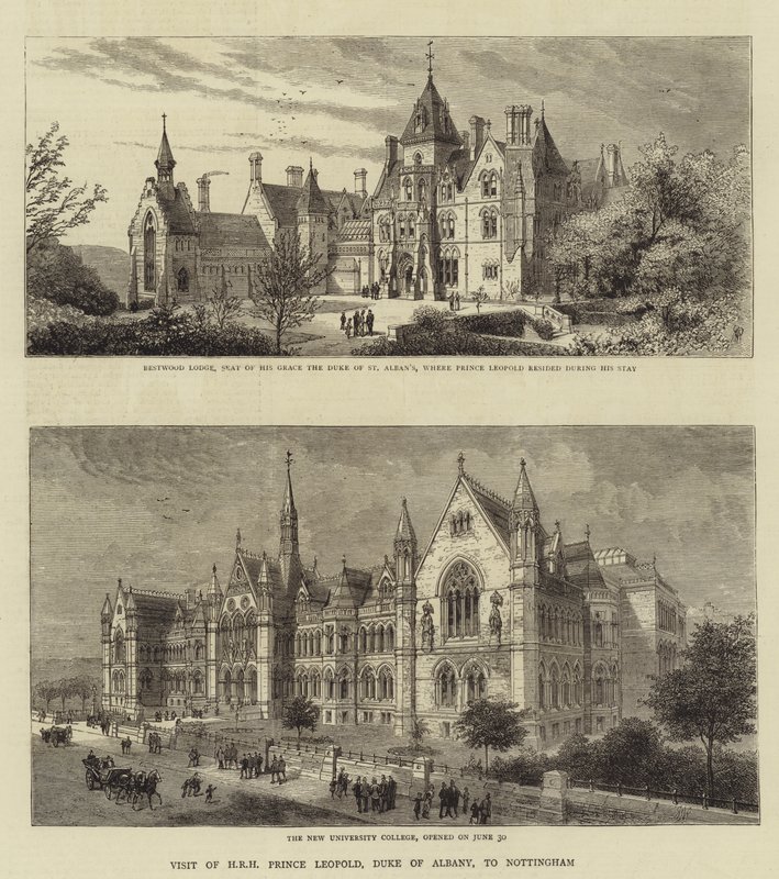 Leopold herceg, Albany hercegének látogatása Nottinghamben (metszet) alkotó: English School