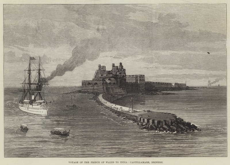 A walesi herceg utazása Indiába, Castellamare, Brindisi (metszet) alkotó: English School