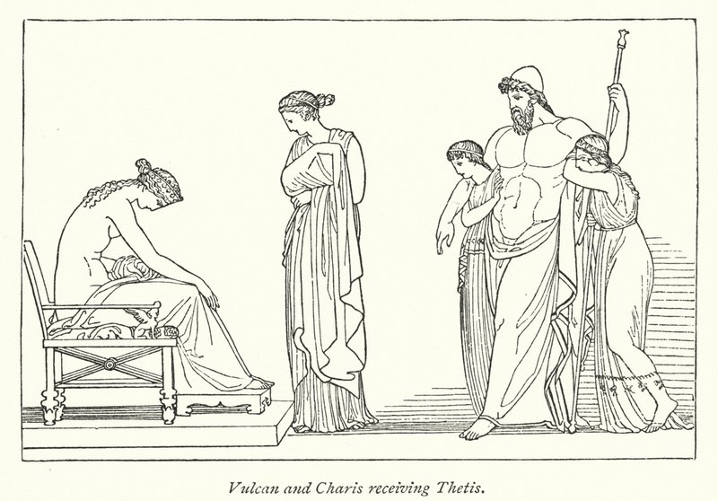 Vulkán és Charis találkozása Thetisszel (litho) alkotó: English School