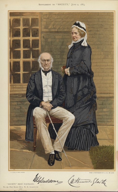 W E Gladstone és Mrs Gladstone (színes litográfia) alkotó: English School