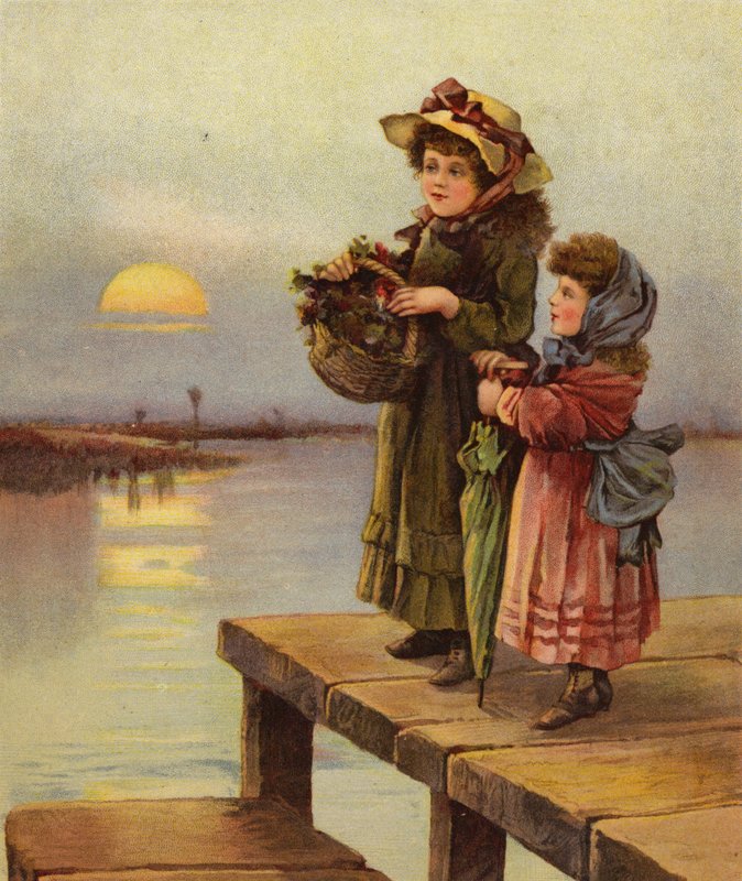 Várva a kompra (színes litho) alkotó: English School