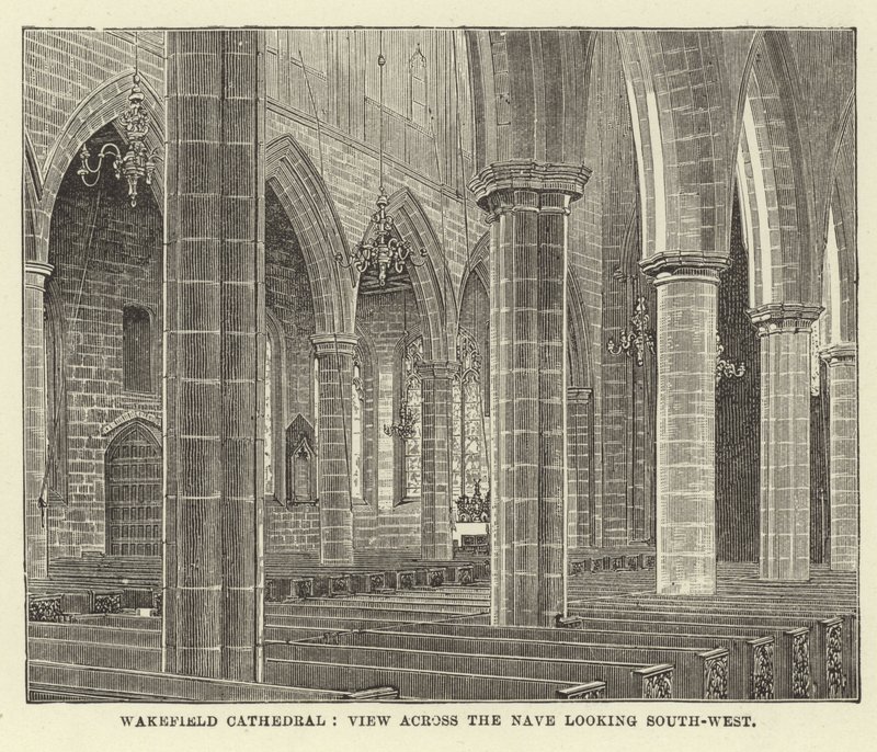 Wakefield katedrális, délnyugati kilátás a hajóra alkotó: English School
