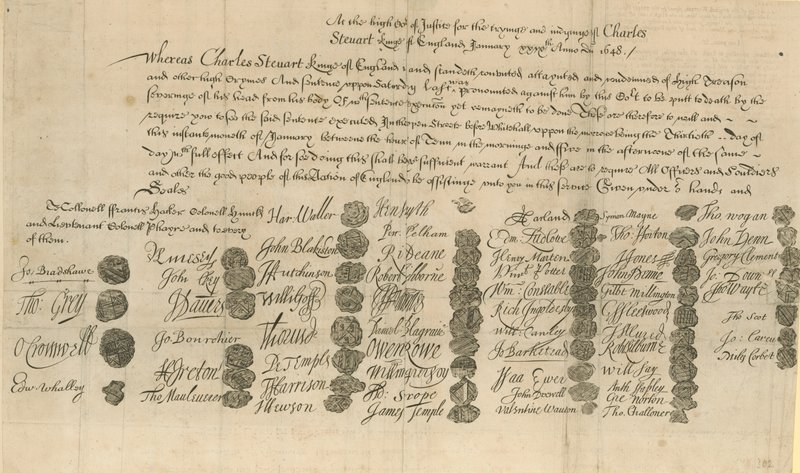 I. Károly király kivégzésére vonatkozó parancs alkotó: English School