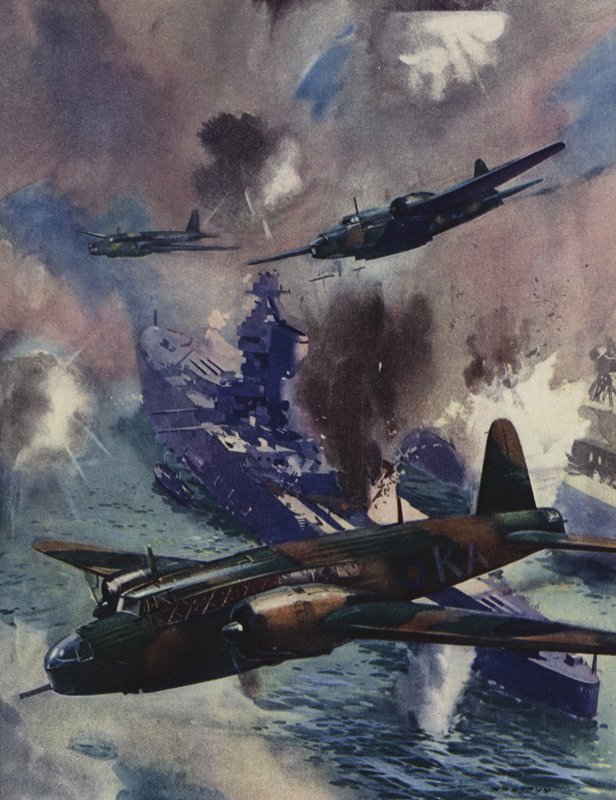 Wellington bombázók megtámadták a német kieli haditengerészeti támaszpontot, 1939 alkotó: English School