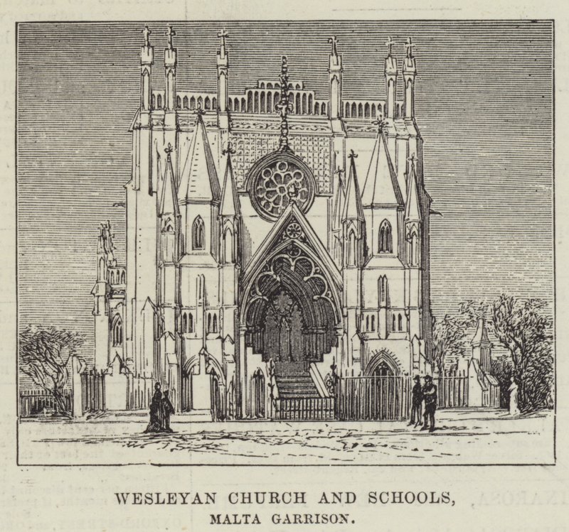 Wesleyan templom és iskolák, Máltai helyőrség (metszet) alkotó: English School