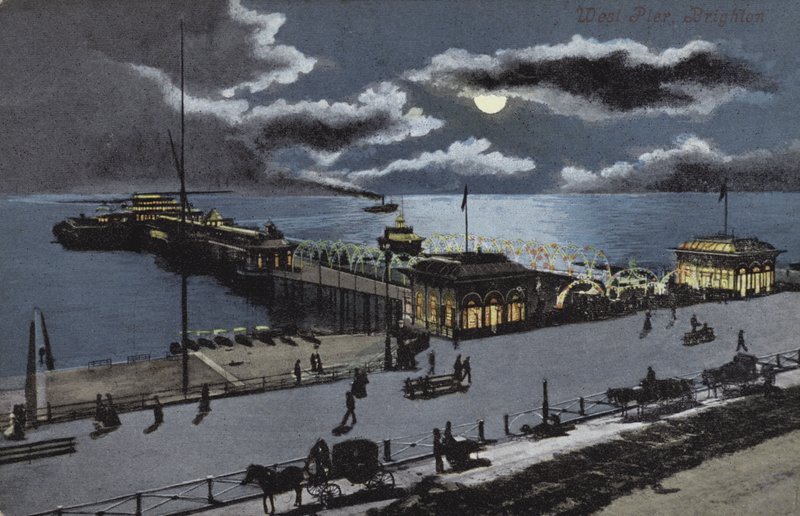 West Pier, Brighton, Sussex (színes litográfia) alkotó: English School