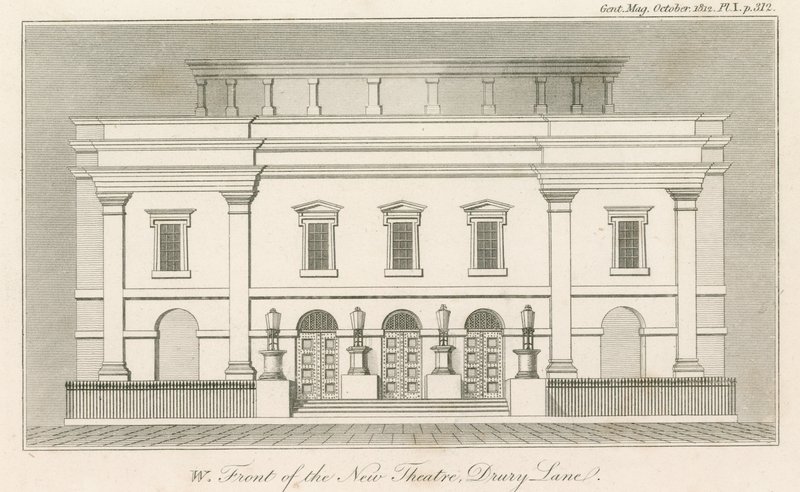 Az új londoni Drury Lane Színház nyugati frontja alkotó: English School