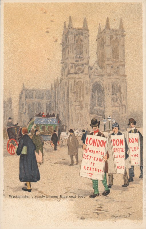 Westminster Abbey, London, szendvics, kékkabátos fiú alkotó: English School