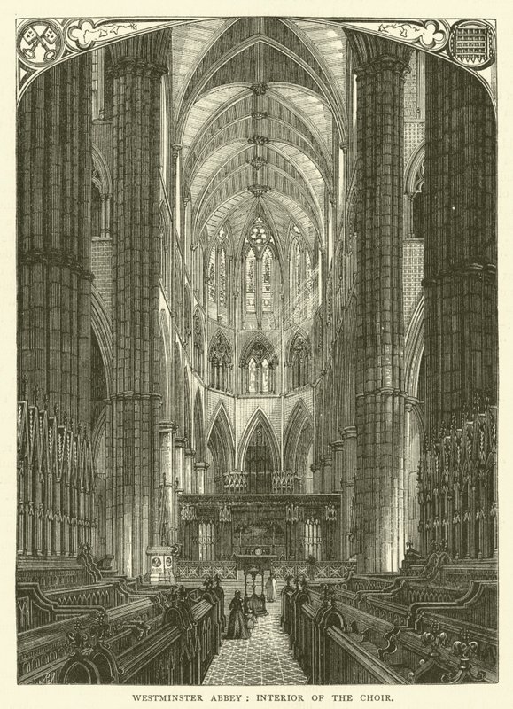 Westminster Abbey, a kórus belseje (metszet) alkotó: English School