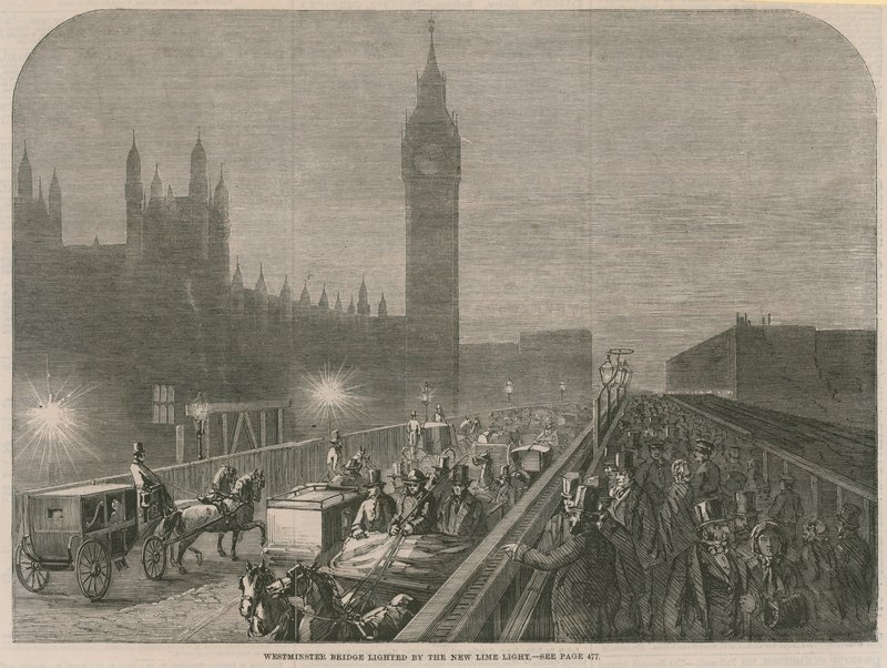 A Westminster híd új mészlámpával világított alkotó: English School