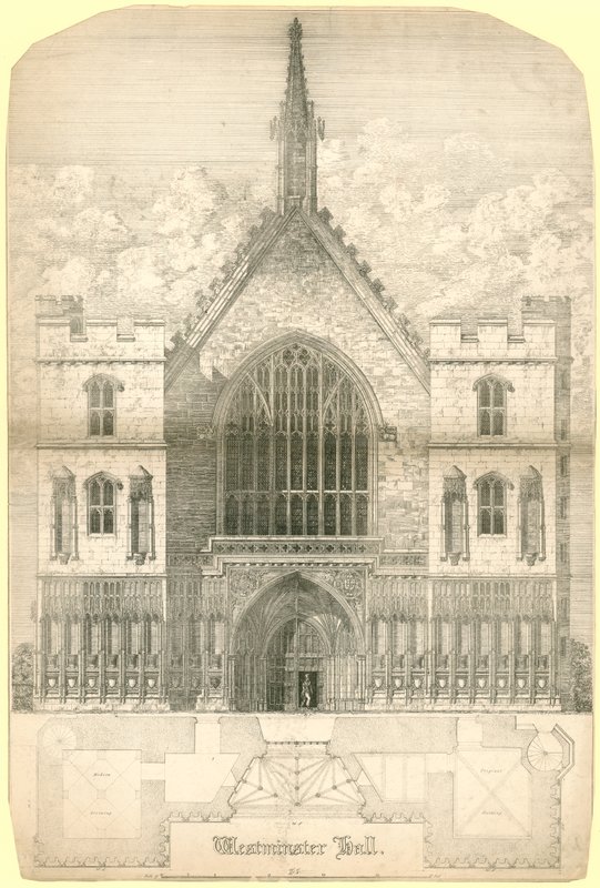 Westminster Hall, London, beleértve az épület alaprajzát alkotó: English School
