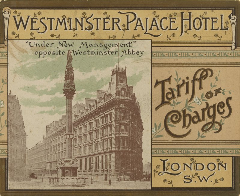 A Westminster Palace Hotel díjszabása alkotó: English School