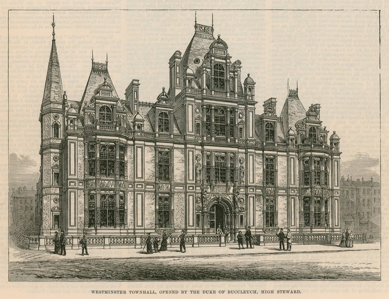 Westminster városháza, amelyet Buccleuch hercege, főgondnok nyitott meg alkotó: English School