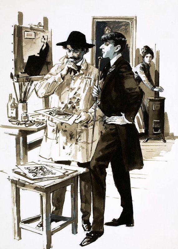 Whistler és Aubrey Beardsley (guache papíron) alkotó: English School