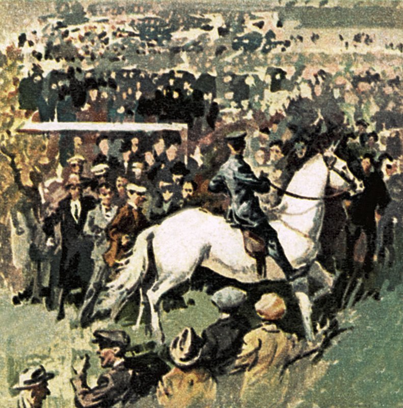 Fehér ló az 1923-as kupadöntőn a Wembleyben alkotó: English School