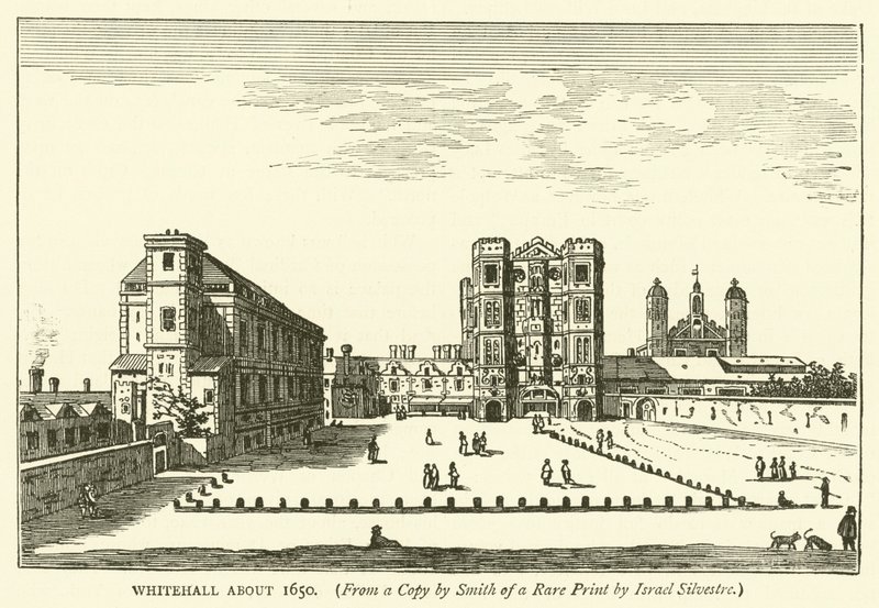 Whitehall 1650 körül, Israel Silvestre ritka nyomatának Smith másolatából alkotó: English School
