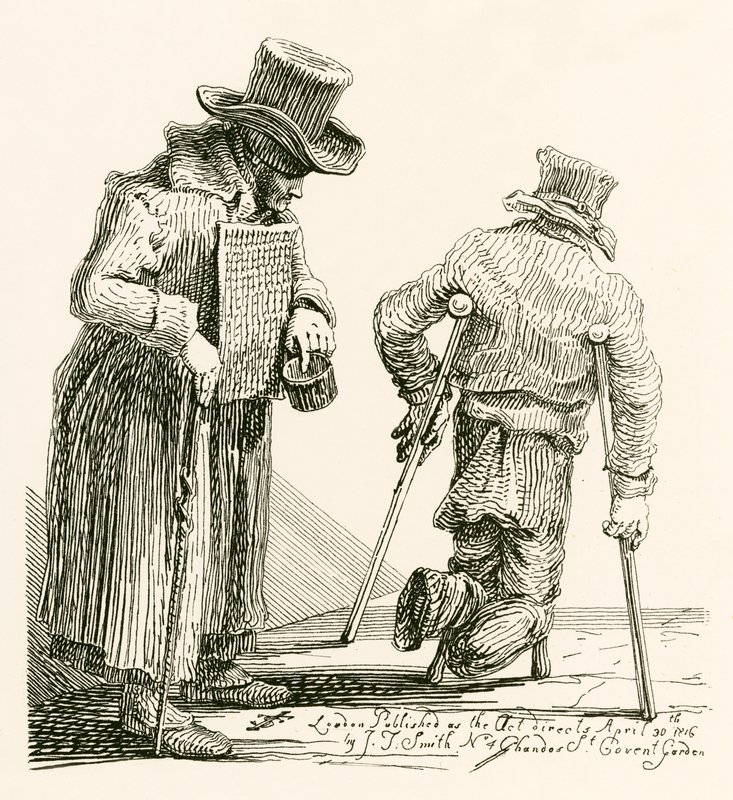 William Kinlock, egy vak koldus, aki Gibraltáron veszítette el látását alkotó: English School