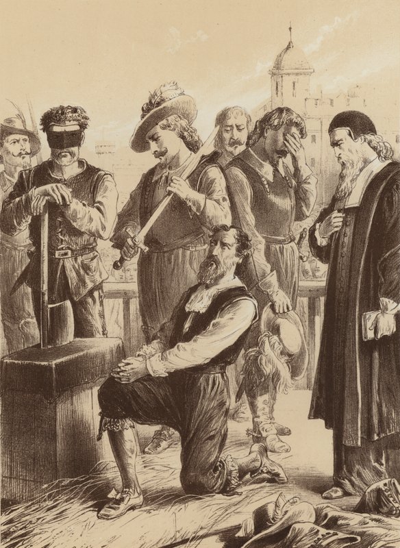 William Viscount Stafford, "Letérdelt a tömb előtt" (litográfia) alkotó: English School