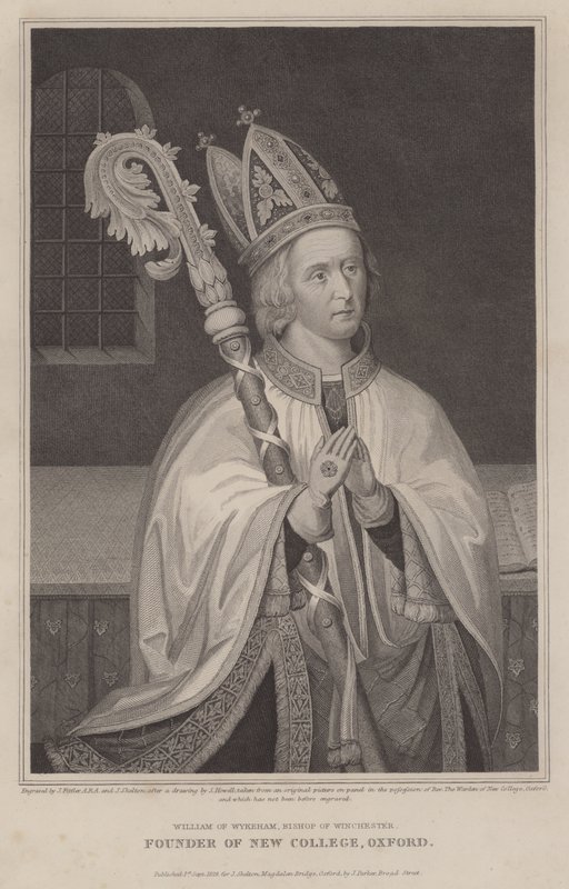 William of Wykeham, Winchester püspöke, az oxfordi New College alapítója (metszet) alkotó: English School