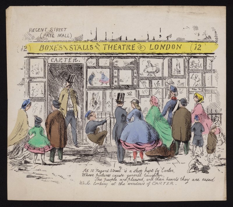 Carter humoros nyomdai boltjának ablaka, a Regent Street London (színes metszet) alkotó: English School