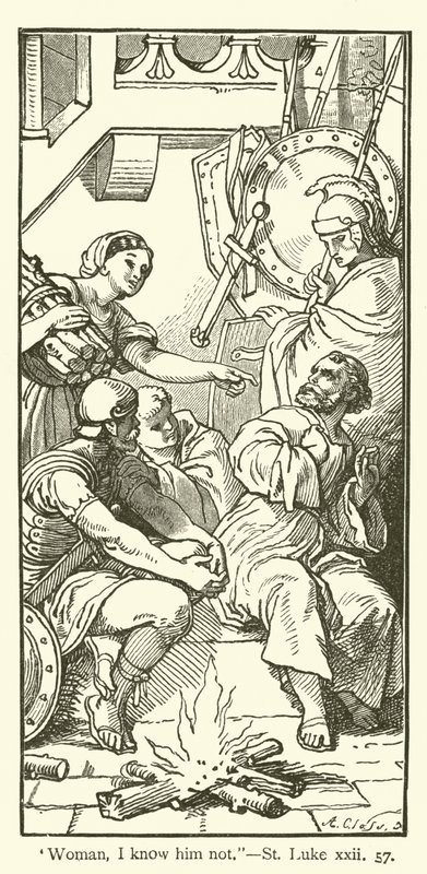 "Nő, nem ismerem őt", Szent Lukács, xxii, 57 (metszet) alkotó: English School