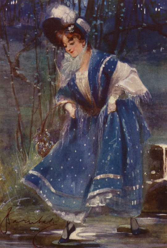 Nő kékben, naptárterv (színes litó) alkotó: English School