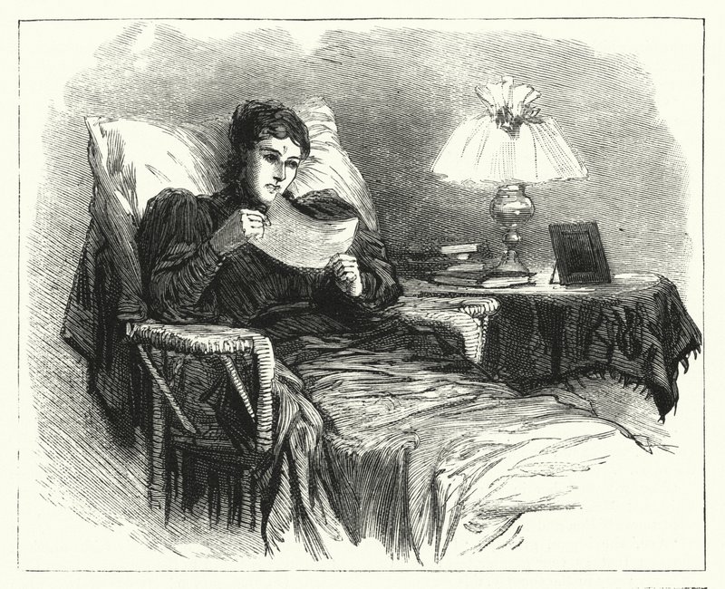 A nő a bankcsődről és a pénze elvesztéséről értesült (litho) alkotó: English School