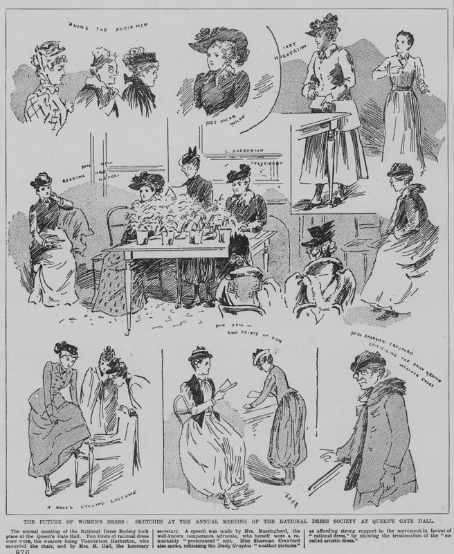 Nők a Rational Dress Society éves találkozóján, a londoni Queen