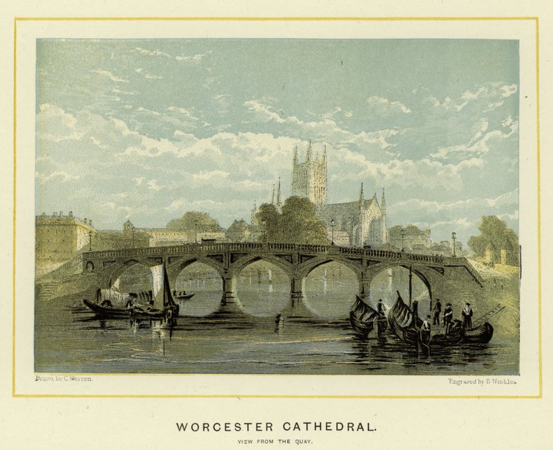 Worcesteri katedrális, kilátás a rakpartról alkotó: English School