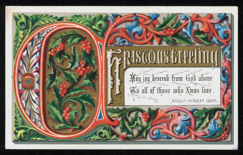 Szavak egy angol-normann énekből, karácsonyi üdvözlőlap. (chromolitho) alkotó: English School