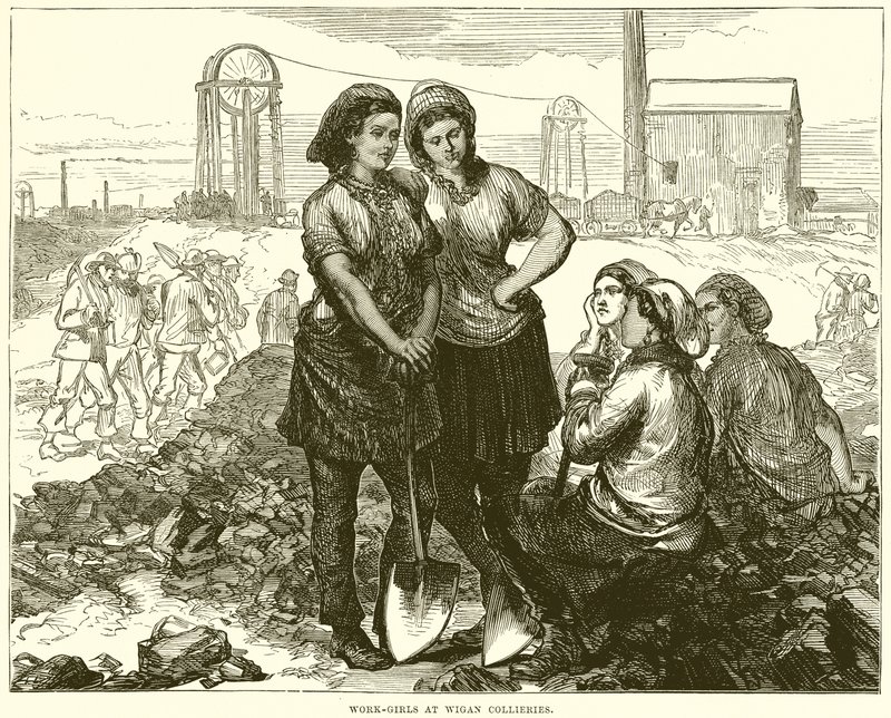 Dolgozó lányok a Wigan Collieries-nél alkotó: English School