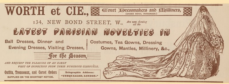 Worth et Cie, 134 New Bond Street, London, hirdetés alkotó: English School