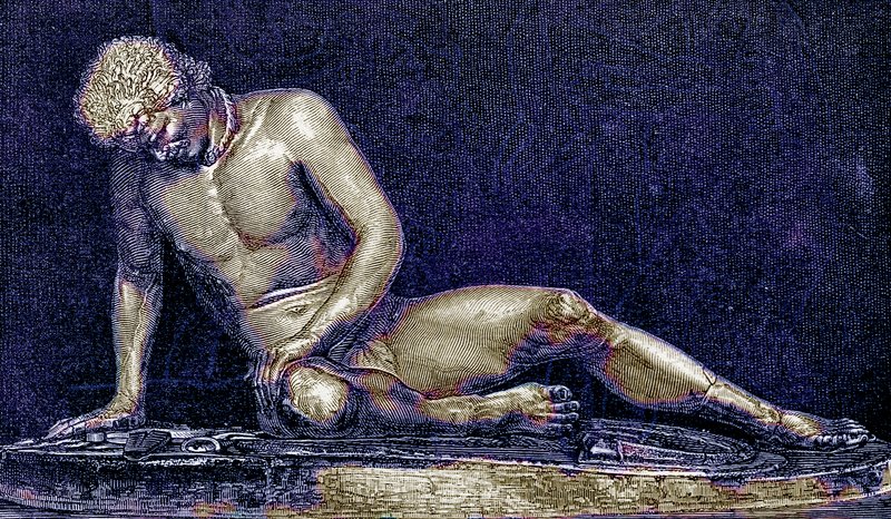Sebesült Gallia, illusztráció: Victor Duruy Róma története című könyvéből, 1884-ben (digitálisan javított kép) alkotó: English School