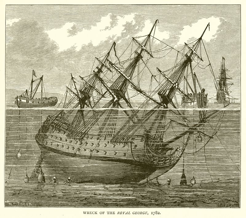 A Royal George roncsa, 1782 alkotó: English School
